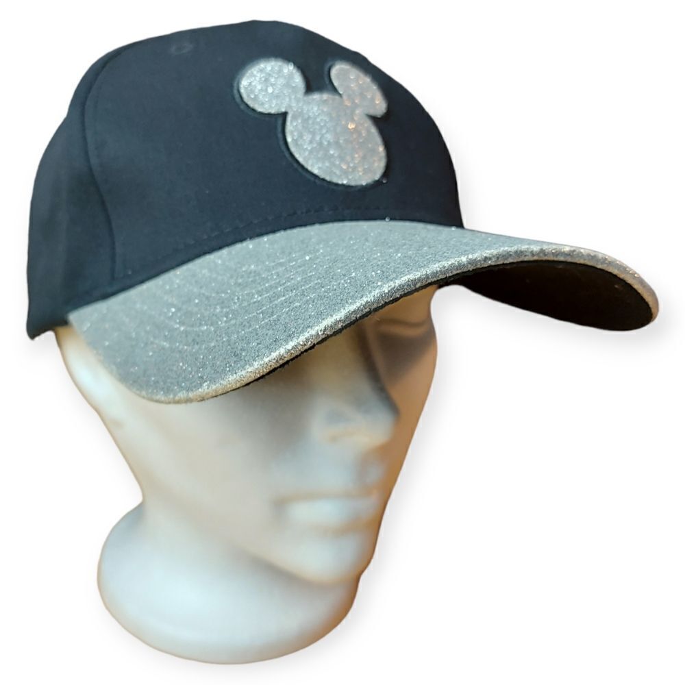 🌼4/$30 Disney Minnie Mouse Glitter Hat Black Silver Adjustable Adult 🖤✨